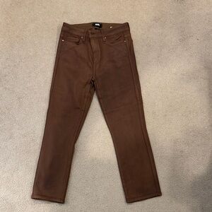 PAIGE Women's Brown Coated Cindy Straight Leg Jeans